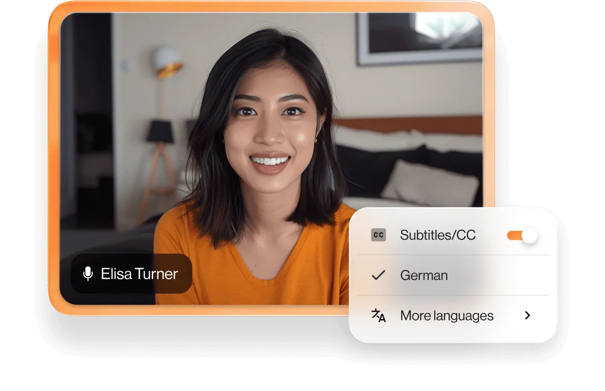 An ongoing RingCentral video call with closed captions feature enabled