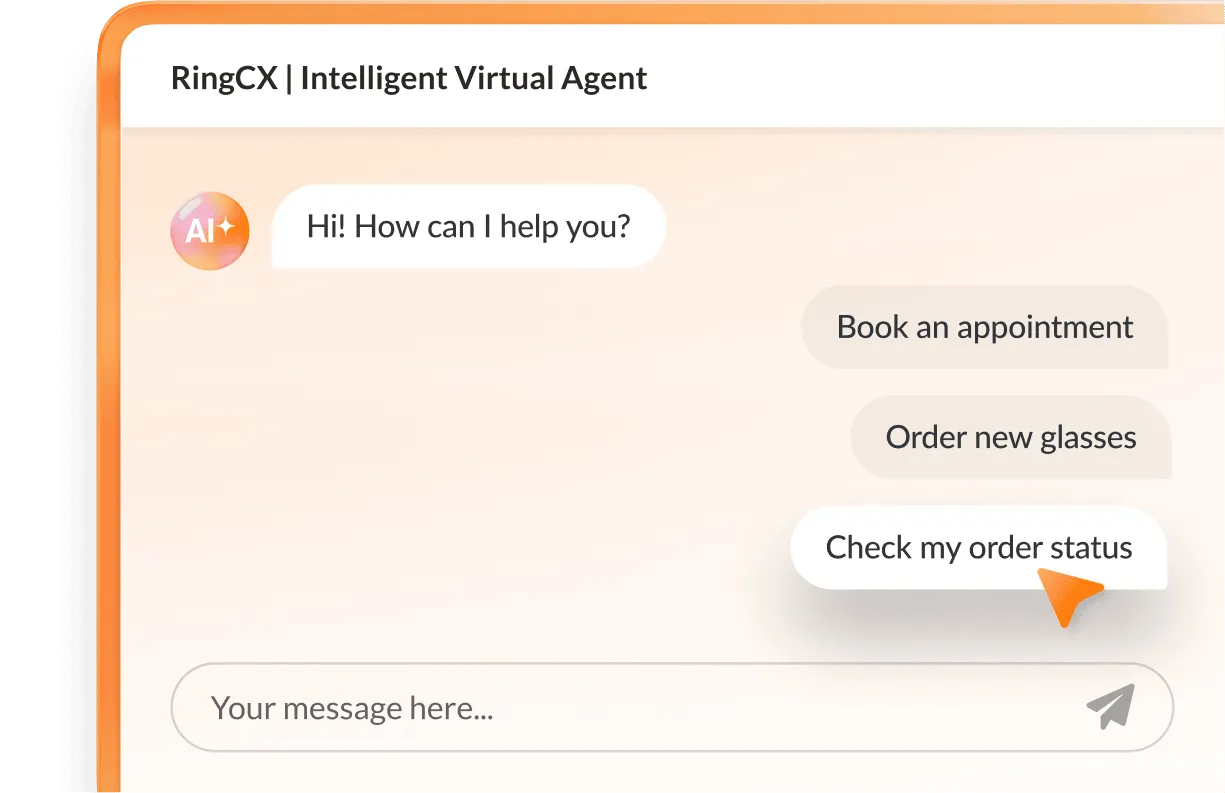 A customer checking the status of her order through RingCX IVA