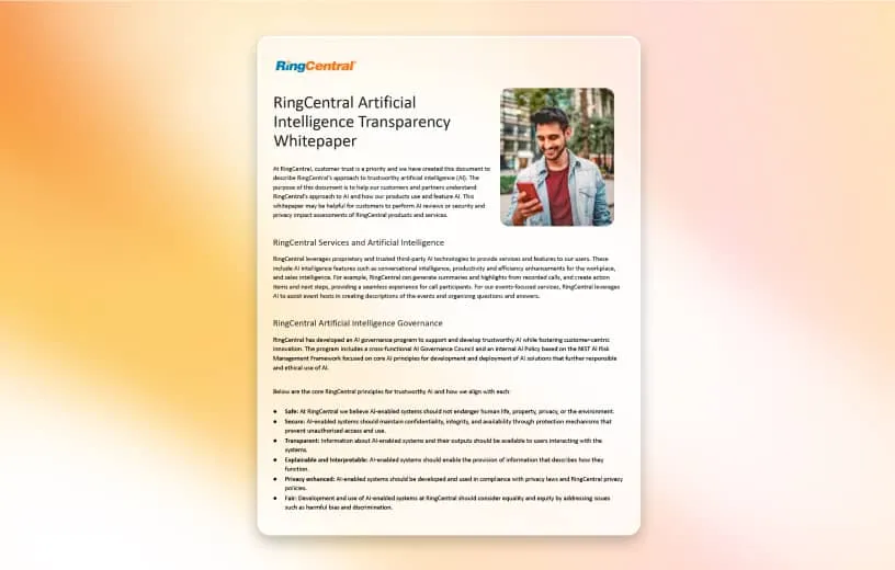 RingCentral Artificial Intelligence Transparency whitepaper