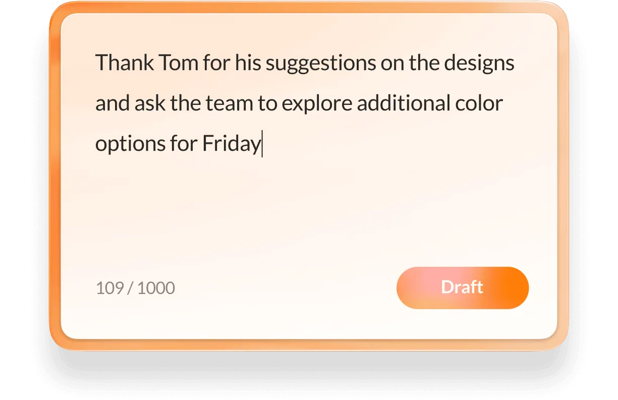 A sample message draft generated using RingCentral's AI Writer