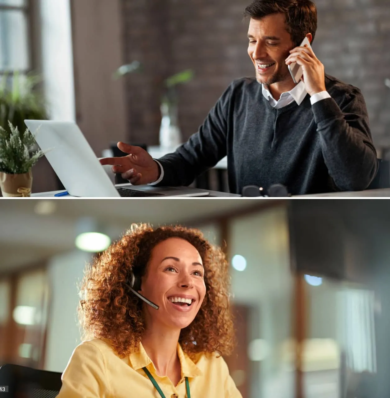 A man and woman on an active phone call