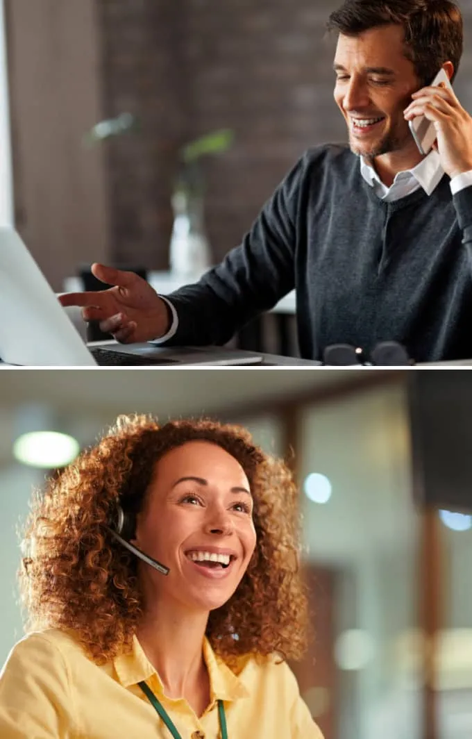 A man and woman on an active phone call
