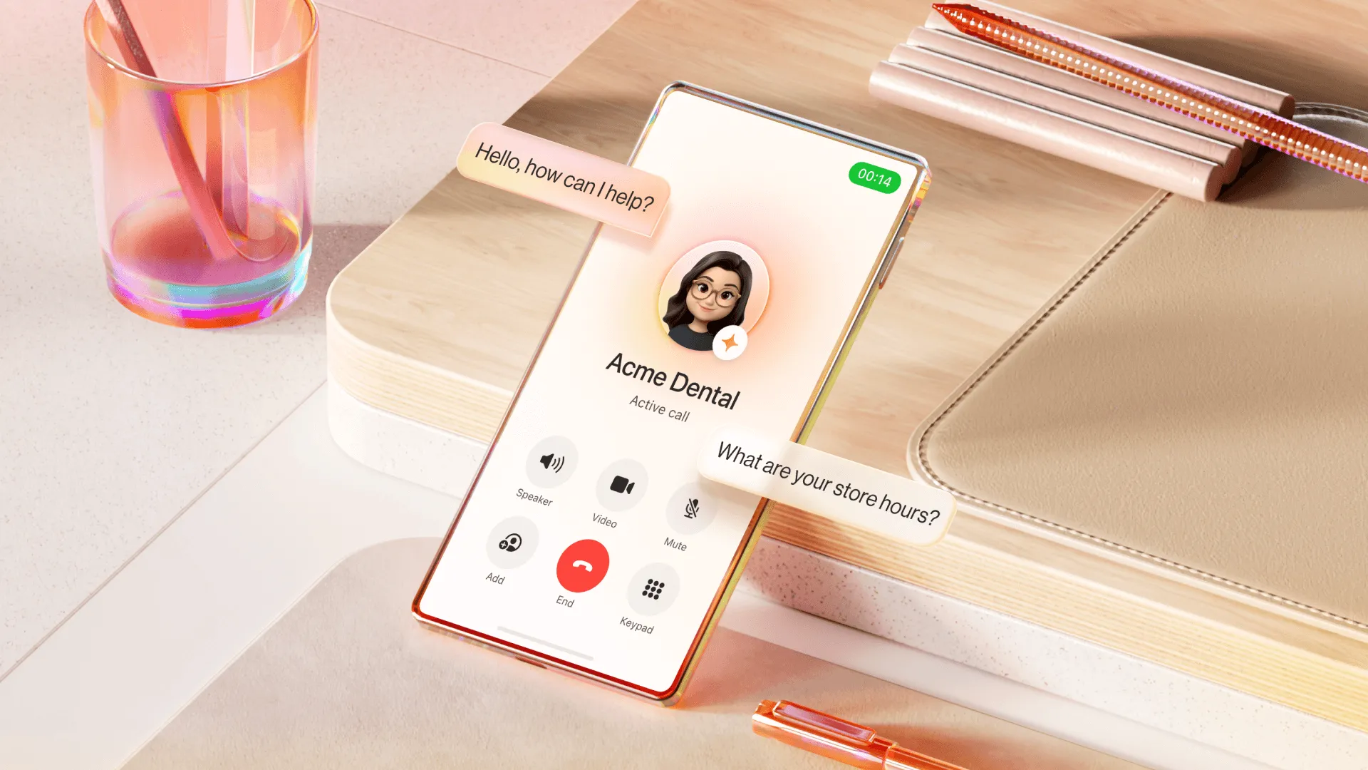 A woman with a headset observes a computer screen displaying sentiment analysis results through the RingSense interface by RingCentral.