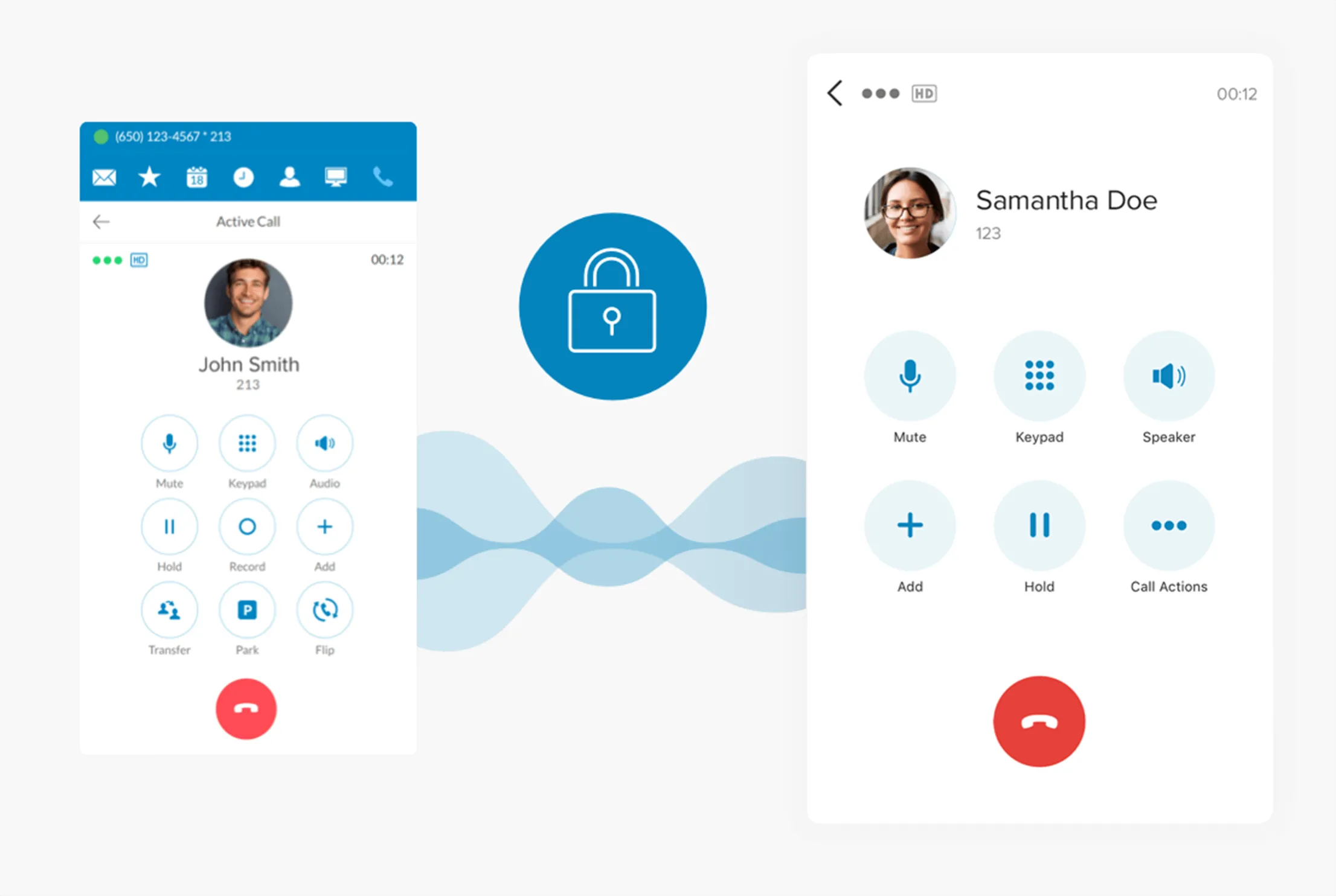 Team using RingCentral app on mobile phone and desktop to make voice calls