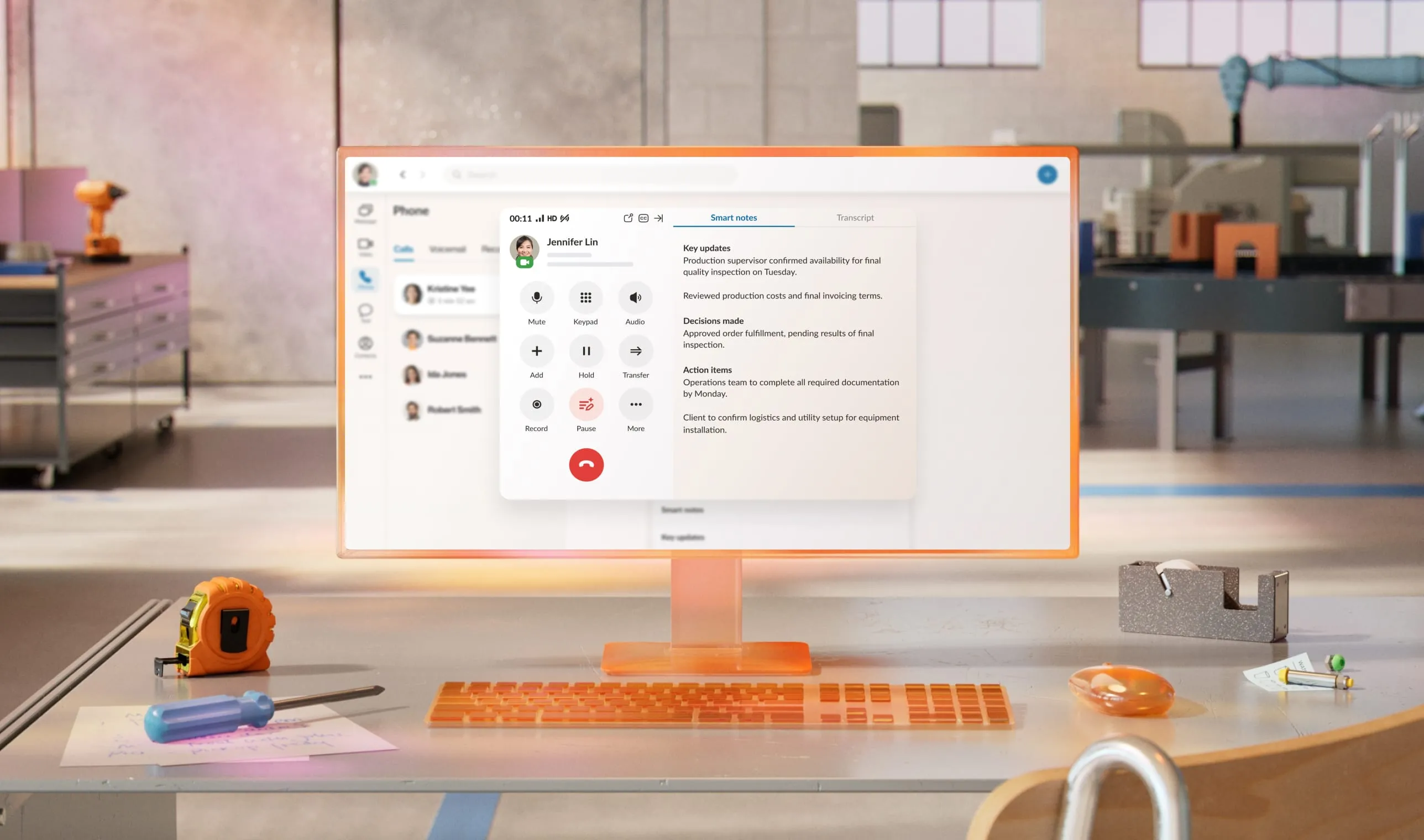 AI Notes feature in the RingCentral app capturing key points from a video meeting.