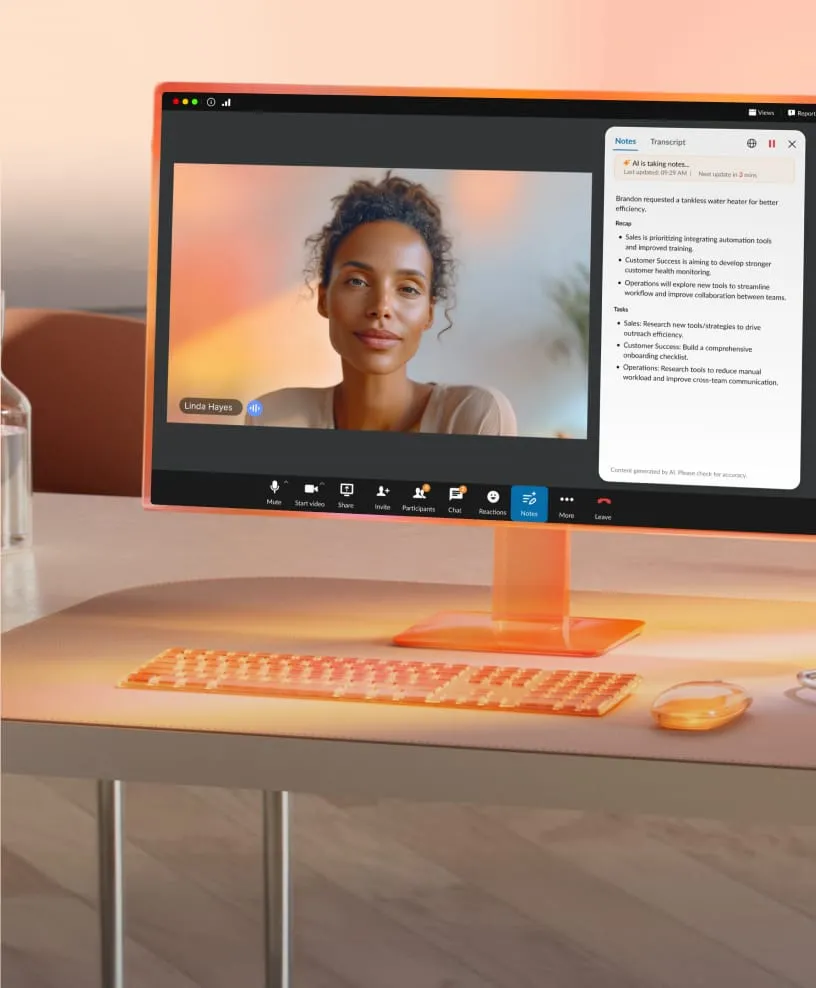 RingCentral web app displayed on a tablet.