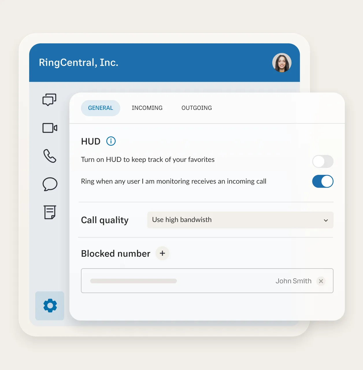 The call screening settings of the RingCentral app