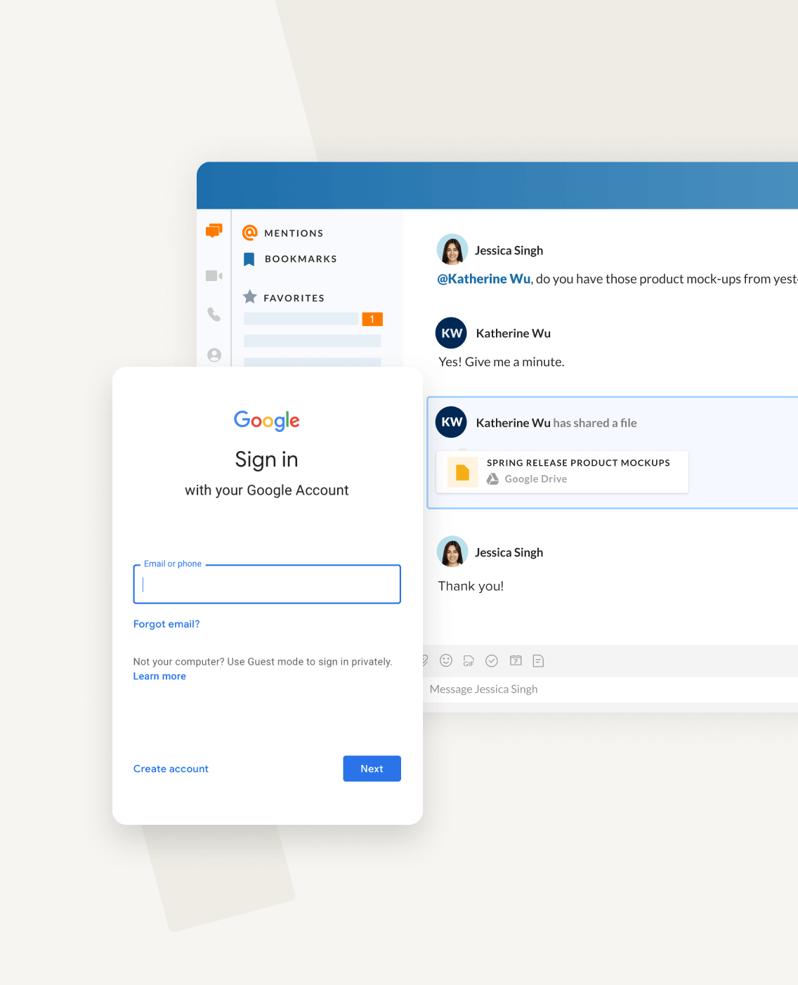 Employee sending a file to her team through the RingCentral App