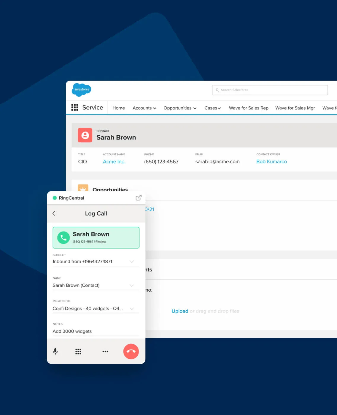 An overview of a contact’s information from Salesforce