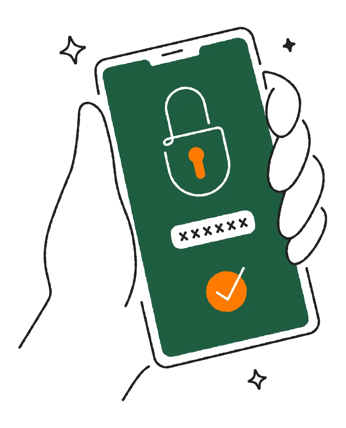 An illustration of a locked and secure phone