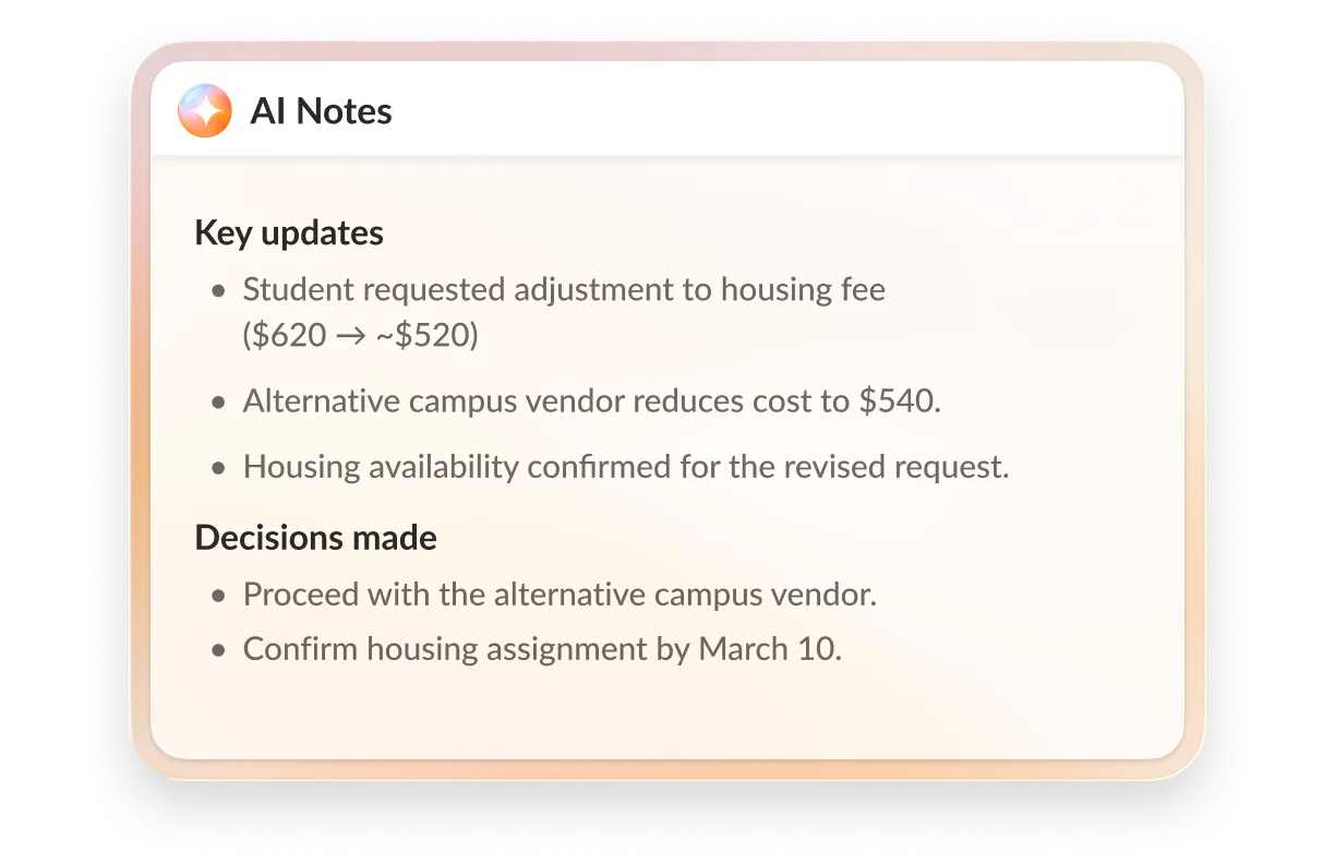 AI notes feature on RingCentral for Education
