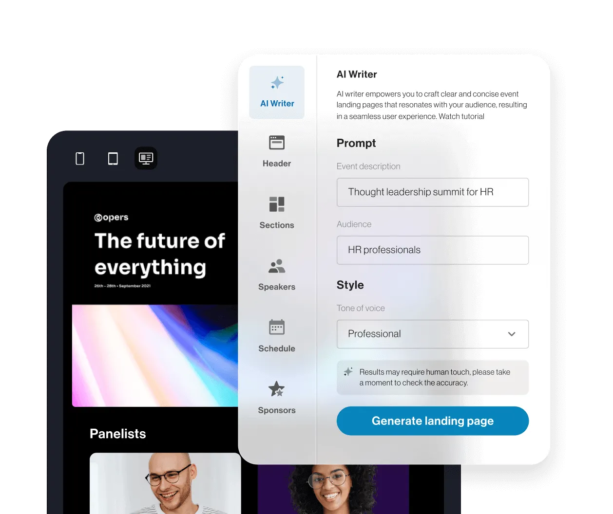 Le rédacteur IA dans RingCentral Events
