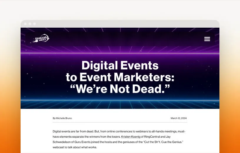 Rapport intitulé : « Digital Events to Events Marketers: "We're Not Dead." »