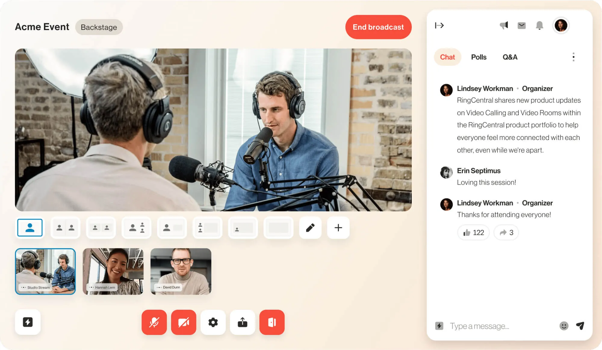 La diffusion des coulisses d’un événement sur RingCentral Events