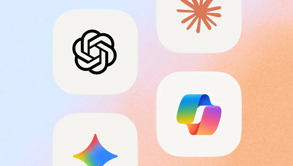 Logos of various apps on a soft gradient background.