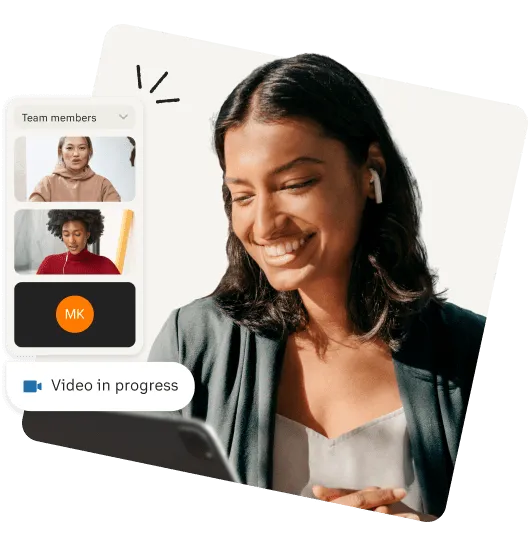 Manager using RingCentral to have a video meeting with her team