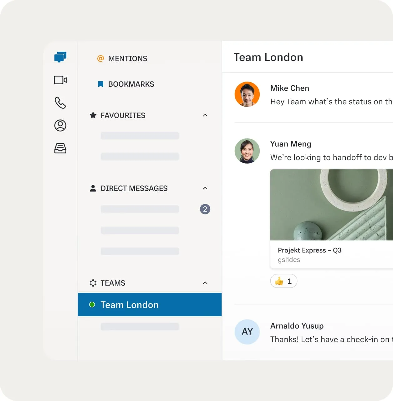 The Team Messaging window of the RingCentral RingEX app