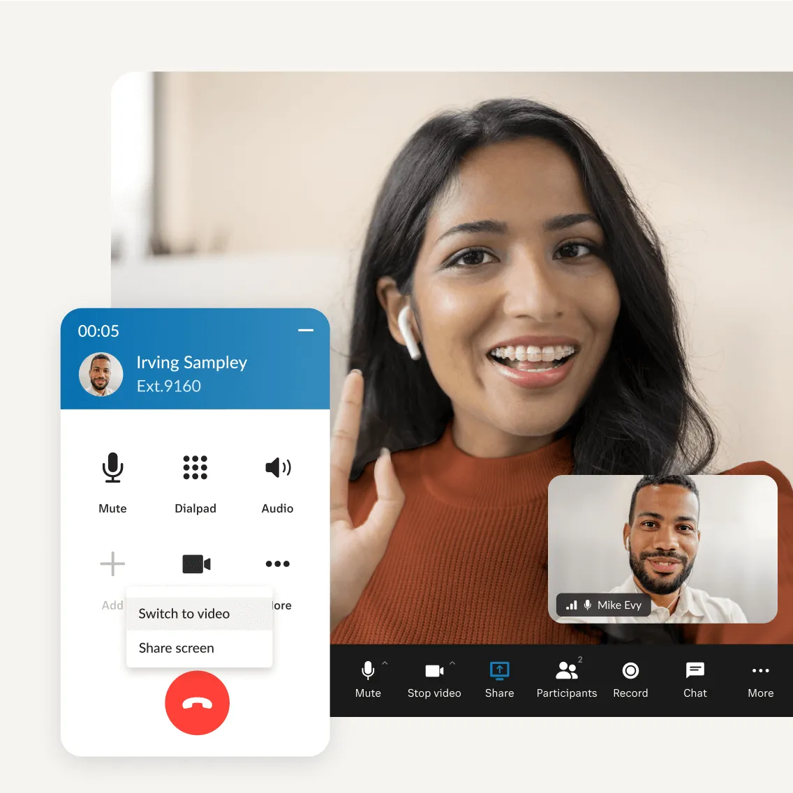 An ongoing video conference within the RingCentral app