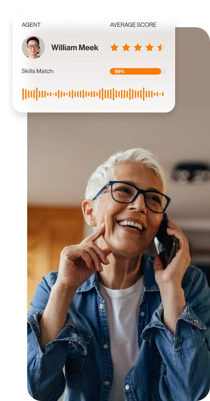 An agent on a call routed using RingCentral Skills-based Routing feature