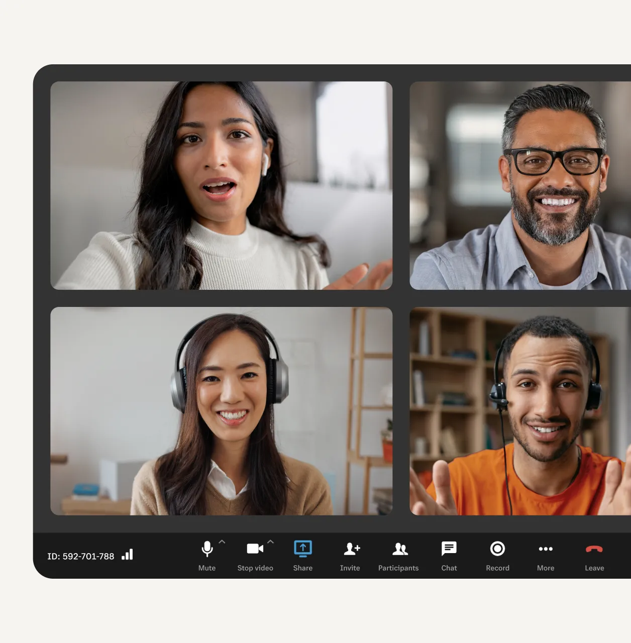 An ongoing video conference in the RingCentral app