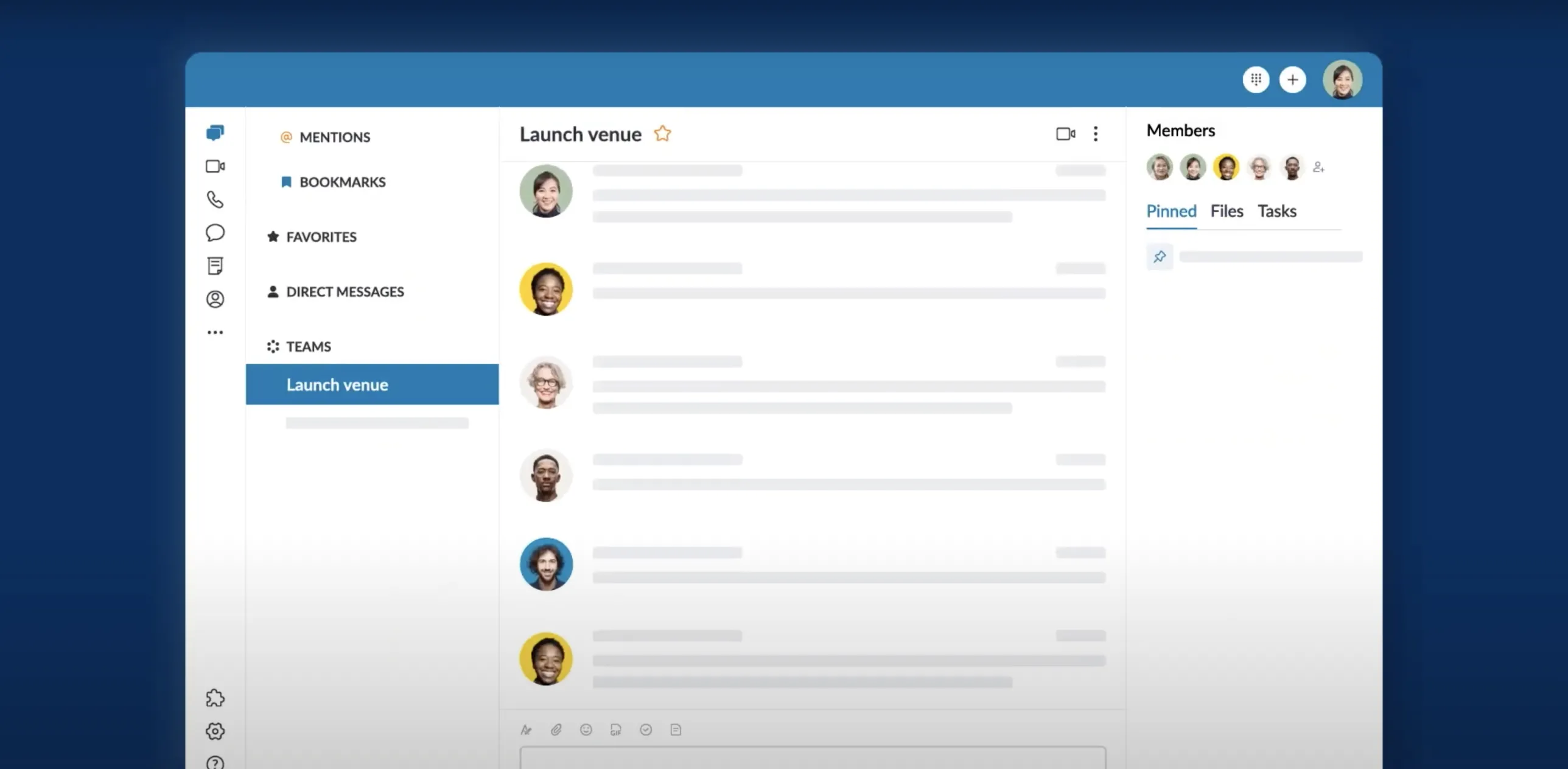 Play Video: A team messaging dashboard of the RingCentral app