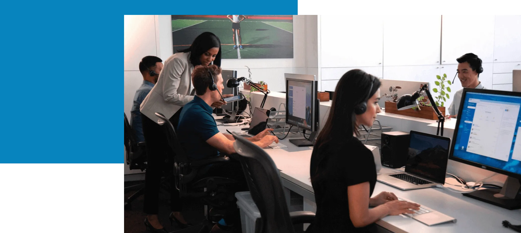 A call center unit uses the RingCentral app to manage their calls