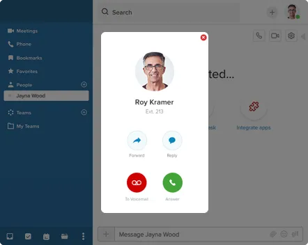 The man is calling from his computer using the RingCentral Platform