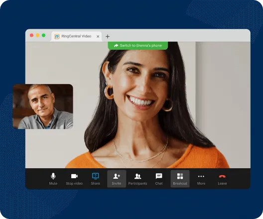 A RingCentral Video meeting on a Mac web browser