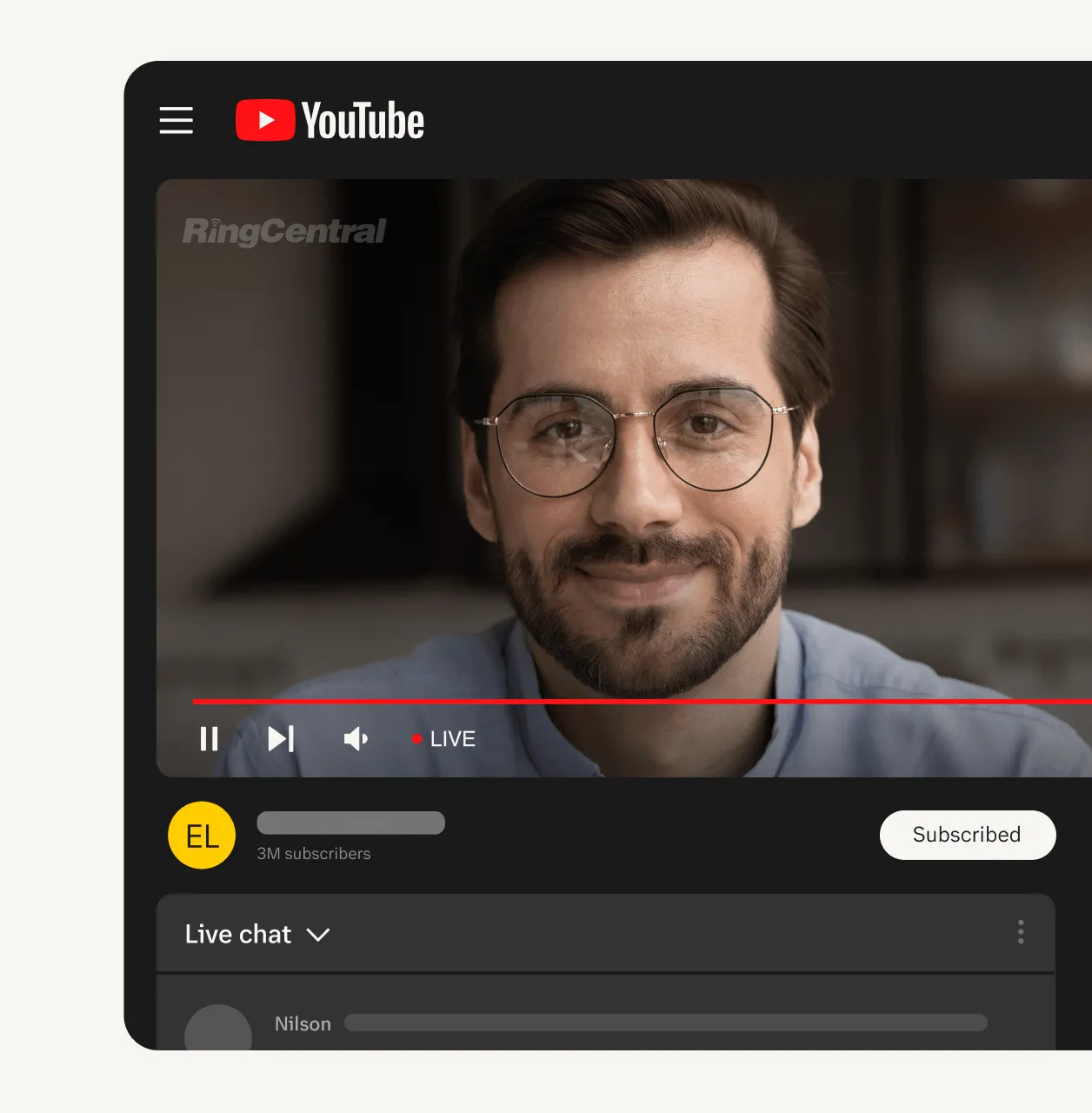 Voir la vidéo : Une homme en direct sur YouTube