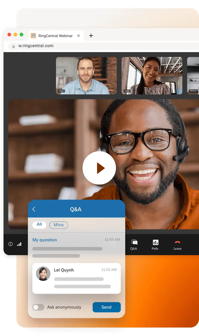 Voir la vidéo : Un webinar se déroulant directement sur la plateforme RingCentral Webinar