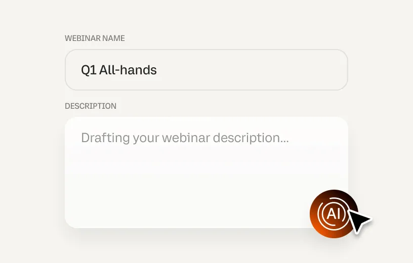 Descriptions intelligentes générées par IA sur la plateforme RingCentral Webinar
