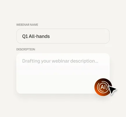 Descriptions intelligentes générées par IA sur la plateforme RingCentral Webinar