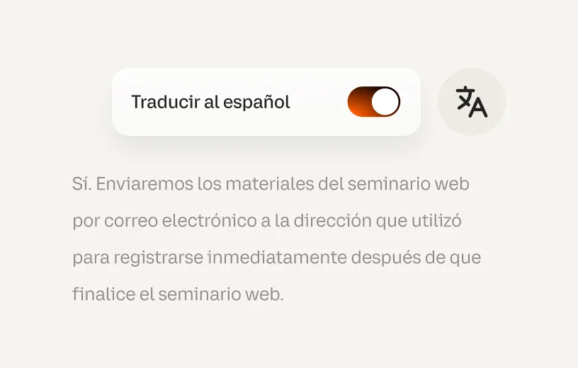 Traductions intelligentes générées par IA dans le module questions-réponses de la plateforme RingCentral Webinar