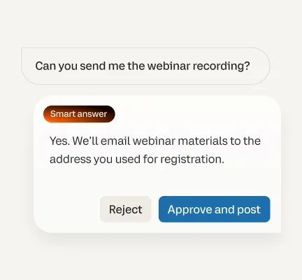 Fonctionnalité Smart Answers basée sur l’IA sur la plateforme RingCentral Webinar