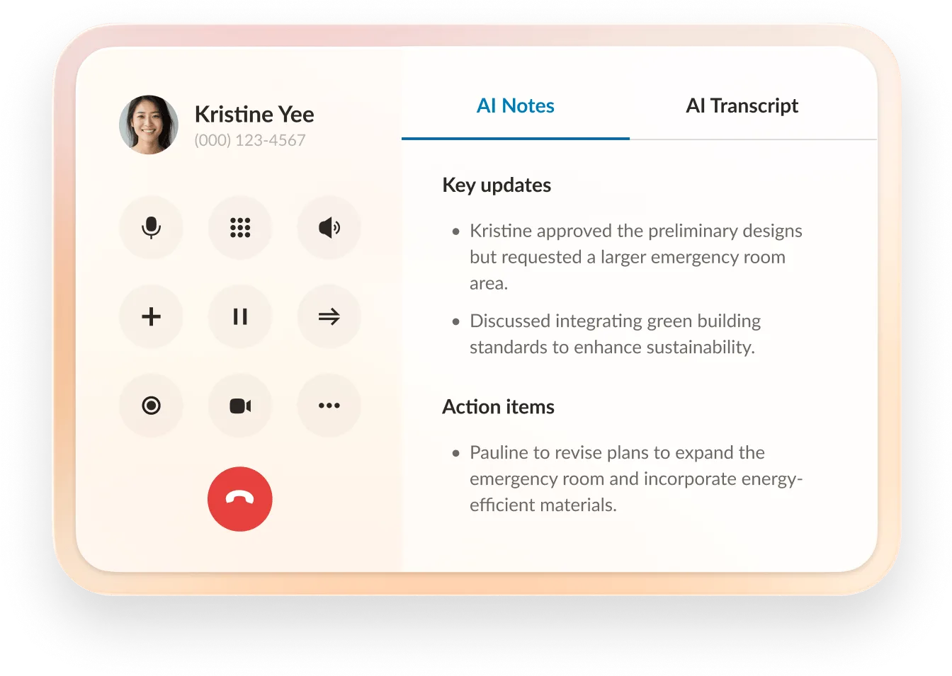 RingEX PAIA call recap on mobile view.